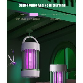 Mosquito Zapper, Hanging Rechargeable Mosquito Killer Lamp - Portable UV Insect Trap for Indoor/Outdoor, USB-Powered with Grid for Camping, Bedroom, Patio, Kitchen