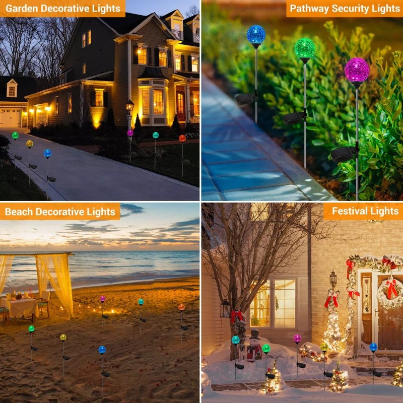 OxyLED Solar Outdoor Lights - 6 Pack Crystal Cracked Glass