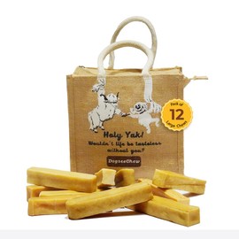 Dogsee Himalayan Yak Milk Dental Chews for Dogs Bulk Pack 3lb (Large - 12 Chews) | Made from only 3 Natural Ingredients | Tasty & Healthy Treats | Original Yak Chews for Dogs