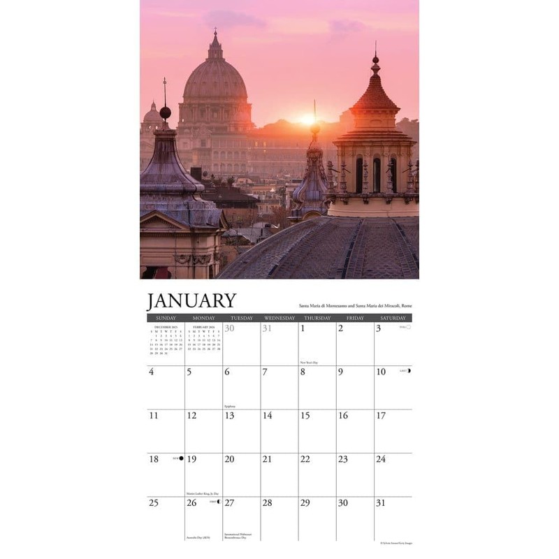 Willow Creek Press, Italy 2026 Wall Calendar, 12'' X 12'',