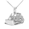 Solid 925 Sterling Silver Bulldozer Pendant Necklace, 22"