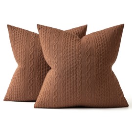 MIULEE Decorative Throw Pillow Covers 18x18 Brown Set of 2 Super Soft Modern Embossed Patterned Cushion Covers Farmhouse Pillow Covers for Sofa Livingroom Bed