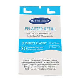 FRANZ MENSCH Actiomedic Actiomedic EasyAid Refill Strips Detect/Elastic, Detectable, W: 19 mm, L: 72 mm, Blue, Pack of 30, Plasters, Finger Plasters, Pack of 8