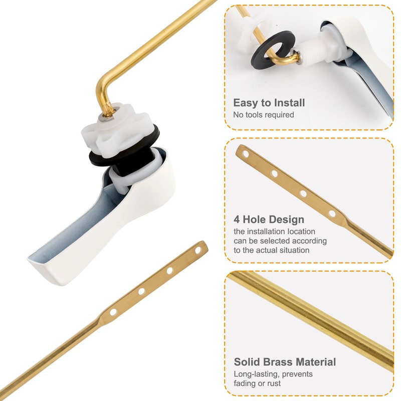 Hibbent Universal Metal Front Mount Toilet Handle Replacement Kit, Brass