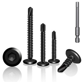 Pack of 60 Self-Tapping Screws, 410 Stainless Steel 5.5 x 19 mm, Black Flat Head Hexagon Socket Screws, Tapping Screws Stainless Steel Metal Screws with Hexagon Socket Drill Black