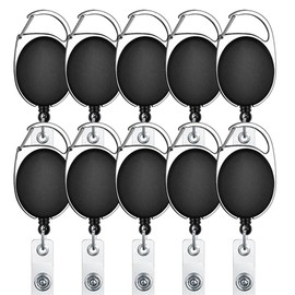 Selizo Retractable Badge ID Card Holders with Carabiner Reel Clip (10)