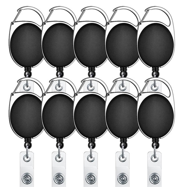 Selizo Retractable Badge ID Card Holders with Carabiner Reel Clip
