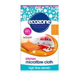 Ecozone Microfibre Kitchen Cleaning Cloth, Removes 99.9% of Bacteria, Cooking Residue & Dust, High Fibre Density Re-Usable Surface Wipe, Vegan Friendly & Machine Washable – Orange (32 x 32cm)