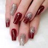 Explosive Flash Gradient Red Press on Nails Medium Ballerina Fake