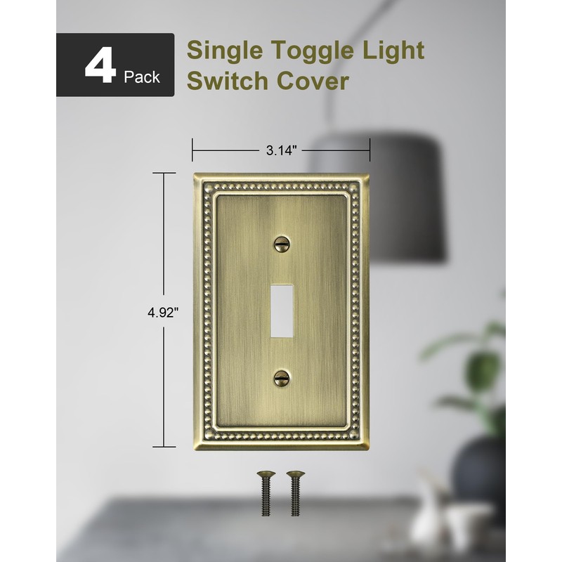 TREEWELL 4-Pack Single Toggle Light Switch Cover Plate, Pearls Decorative