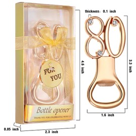 50 Pcs Golden Bottle Opener Birthday Party Favors, Rhinestones Wedding Anniversary for Guests Beer Opener Favor Gift Party Decor (80th Style)