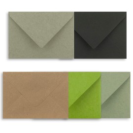 25x Coloured folding cards blank with envelope and inserts in DIN B6 - Vintage Kraft paper