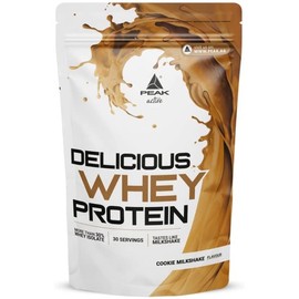 PEAK Delicious Whey Protein - 900 g Taste Cookie Milkshake I 30 Servings I Powder I Protein Source: Whey Protein Concentrate + Isolate I No Added Sugar I with Digestive Enzyme Lactase