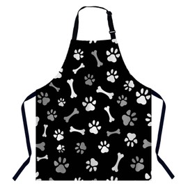 Xuwenz Pet Paw and Bones Bib Apron with Adjustable Neck for Men Women,Suitable for Kitchen Cooking Chef Grill Bistro BBQ Apron