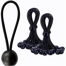 25 Pack Ball Bungee 4inch 6inch 9inch Tarp Bungee Cord Ball Tie Down 5mm Thickness Black Uv Resistant for Camping, Tents, Cargo, Holding Wire and Hoses (4 inch)
