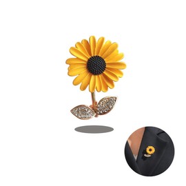 BAIYSFFG 1 PCS Sunflower Enamel Pin Rhinestone Plant Flower Brooch Lapel Pin Lapel Scarf Clothes Accessories Gift Jewelry for Women Girls