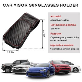 JUSTTOP Sunglasses Holders for Car Sun Visor, Magnetic Leather Eyeglass Hanger Mount Ticket Card Clip, Sun Visor Glasses Holder Clip Universal for Car SUV Truck, Car Accessories (Black Carbon Fiber)