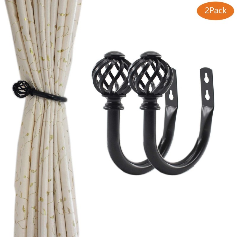 Ulifestar 2 Pack Curtain Holdbacks,U Shaped Wall Mounted Curtain Tieback