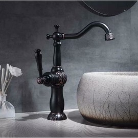 SimplyCopper 13" Clayborne Oil Rubbed Bronze Copper Sink Vessel Vanity Faucet