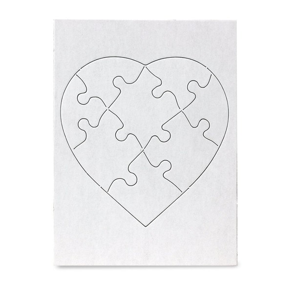 Hygloss Products - Blank Heart Puzzle for Decorating, Jigsaw Activity, Use As Party Favors, DIY Invites and More - White, Sturdy - 6 x 8 Inches, 8 Pieces, 12 Puzzles