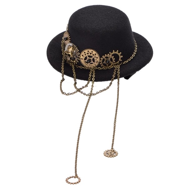 Blessume Women’s Steampunk Gear Mini Hat, Gothic Top Hat Hair