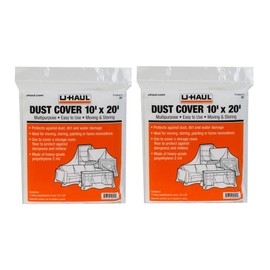 U-Haul Dust Covers - Furniture Protection for Moving, Renovations, and Storage - Water Resistant - 10' x 20' Plastic Sheets - Pack of 2 Covers