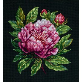 Luca-S Peter Brand Peony Counted Cross Stitch Kit with Hoop