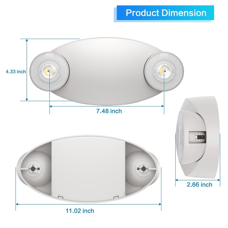 Spectsun Lighting 1 Pack LED Emergency Light with Battery Backup-Adjustable