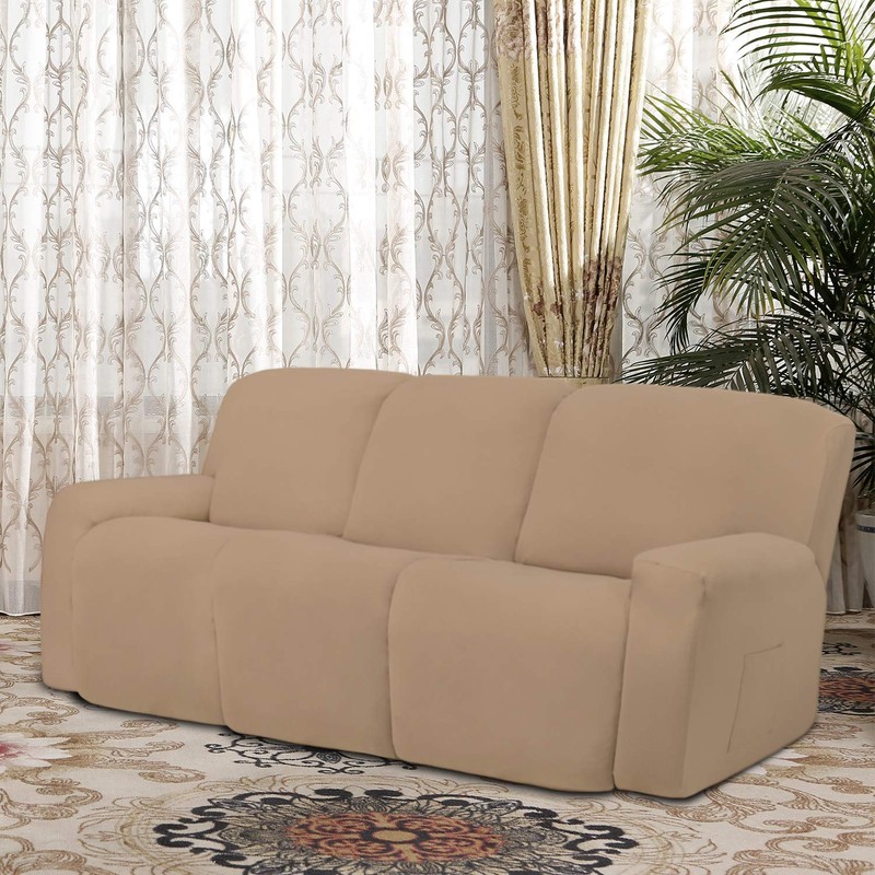 Easy-Going 8 Pieces Microfiber Stretch Sectional Recliner Sofa Slipcover Soft