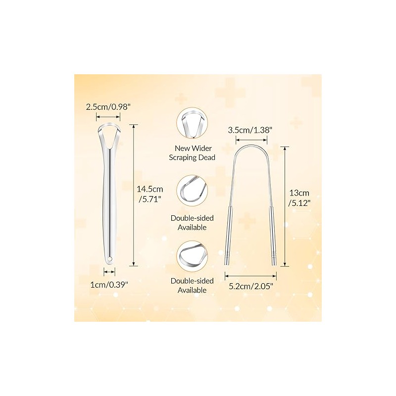 Esquirla Limpiador de Lengua Acero Inoxidable, Raspadores de Lengua Reutilizable