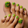 Green Press on Toenails Short Square Stick on Toenails with