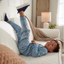 Gerber Baby Boys Toddler 2-piece Fleece Sweatshirt and Jogger Set, Blue Leaves, 12 Months