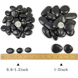 SHIZWU 1-2 Inch Polished Black River Rocks,40LB Black Polished Pebbles for Garden Landscaping. Fish Tank Decorative River Rocks, Vase Filling Pebbles, Outdoor Decorative River Rocks
