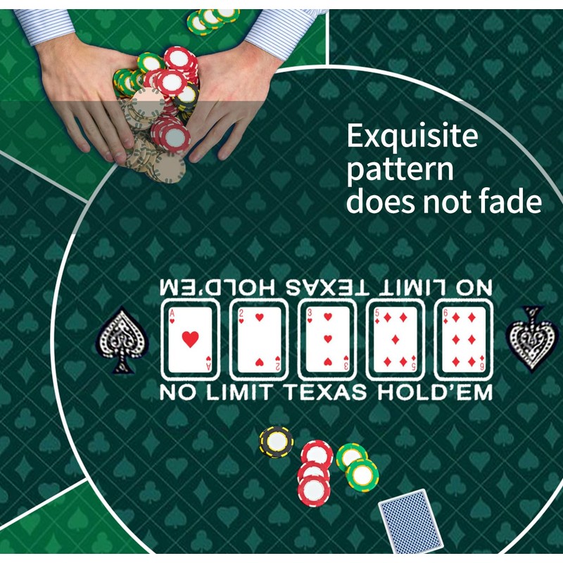 LERYG Round Poker Mat,39/47/55/63 inch 6-10 Person Texas Poker Rubber