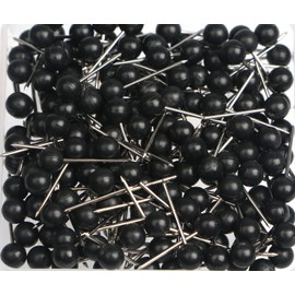 AnMiao Star 1/8 Inch Map Tracks, Push Pins Plastic Round Head, Steel Point, Black Colors, 100-Count