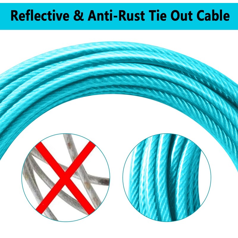 Dog Tie Out Cable 50FT-300Lbs,Heavy Duty Dog Leads Line for