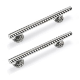 Stainless Straight Grab Rail 48cm - Pack of 2 - Rust Resistant Shower Rail with Concealed Fixings - Strong Grab Rail for Bathroom Safety - Stylish Hand Rail for Disabled Aids and Everyday Support