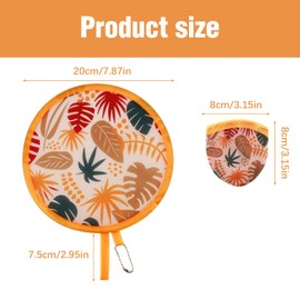 MJFSGYO 4 Pcs Tropical Leaf Round Foldable Hand Fan, Round Japanese Folding Fans, Foldable Cooling Fans for Travel, Events, Indoor & Outdoor（Summer）
