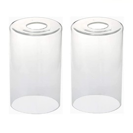 Clear Glass Cylinder Shade, 2 pack, Pendant Lights Shade Fixture Replacement Globes, Replacement Glass Lamp Shade with 1-5/8-inch Fitter, Diameter 4”, Height 6.5"