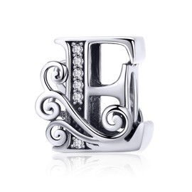 Tizu Letter Charms, 925 Sterling Silver, Alphabet Charm Pendant for European Bracelet, Necklace, Sterling Silver