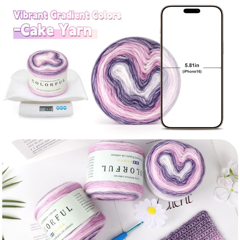 Katech Gradient Cake Yarn for Crocheting-Multicolor Soft Cotton Yarn