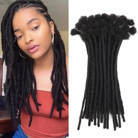 Ainimiu 6-18 Inch Dreadlock Extensions Human Hair 0.6cm Thin Loc Extensions Real Human Hair for Men/Women/Kids 50 Strands Full Handmade Permanent Dreads Can Be Curled and Bleached