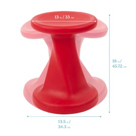 ECR4Kids Twist Wobble Stool, 18in Seat Height, Active Seating, Red
