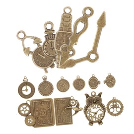Hohopeti Vintage Clock Charms Pendant DIY Jewelry Making Embellishments for Crafting Unique Watch Gear Design for Bracelets Necklaces Keychains and More
