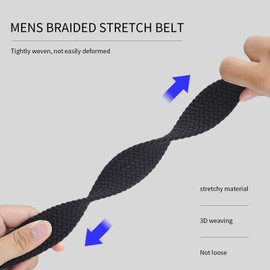 Gleecosy Plus Size 44" to 68" Big and Tall Belts for Men Black Woven Elastic Braided Stretch Golf Belt(black, 3XL(Fit pants size 39-42))