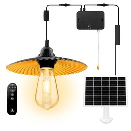 irillaNove Solar Pendant Light Outdoor, Solar Chicken Coop Light IP65 Waterproof Metal Chandelier Built-in 10400mAh Battery with Pull Cord & Remote Control, for Porch, Shed, Gazebo & Barn