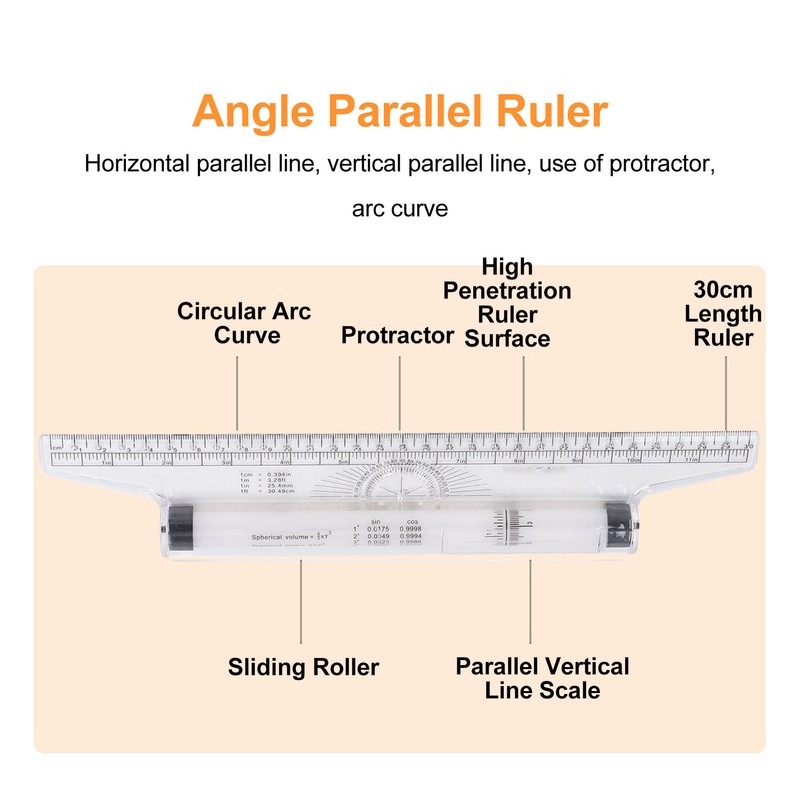 Measuring Rolling Ruler 30cm Various Formulas Horizontal Vertical Parallel Lines
