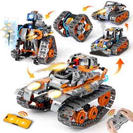STEM Building Toys for Kids 6-12, 5in1 Remote APP Controlled Car Robot Tank Bulldozer Tracked Racer STEM Building Kit, 552 Pcs Educational Learning Building Blocks for Boys, RC Cars Set for Boy Girl