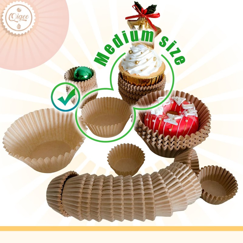 qiqee Natural 500pcs Cupcake Liners Muffin Linner No Smell, Food