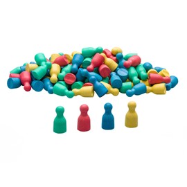 Wissner® Active Learning - Set of 100 Toy Figures/Halma cones in 4 Colours (25 Pieces Each in Red, Green, Blue, Yellow) 24 x 12 mm – RE-Wood®
